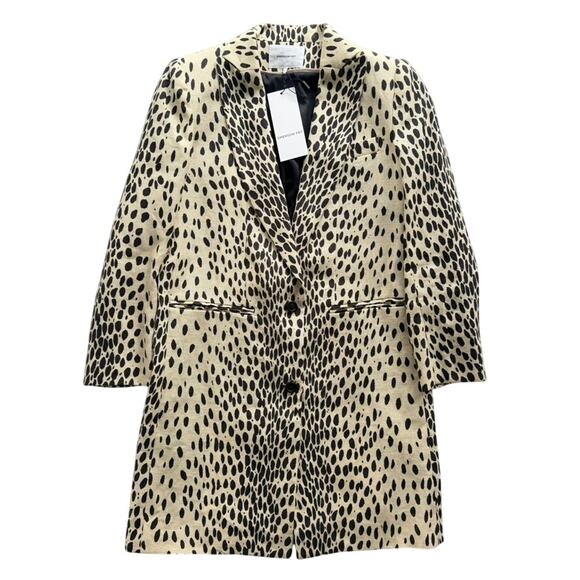 Emerson Fry Wing Tip Linen Jacket Leopard Size 4 NEW Cream Black - Picture 2 of 12